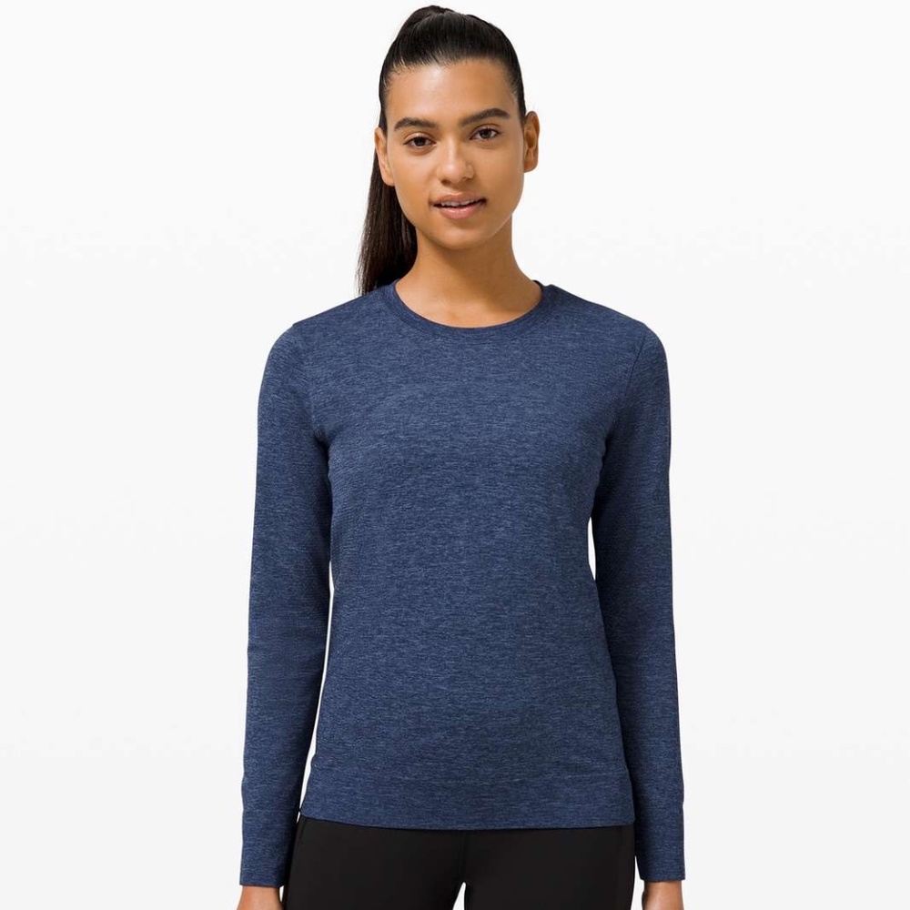 Lululemon Swiftly Breathe Relaxed Long-Sleeve Shirt - Water Drop/Night Sea - 14